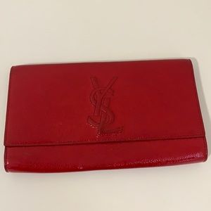 Red patent leather YSL clutch